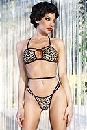 Bikini top and panties, straps, leopard (pattern)